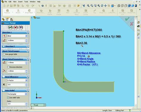 solidworks sheet metal k factor